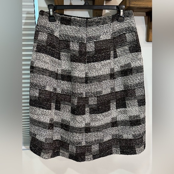 NWT Oscar de la Renta Grey Checkered Tweed Wool Blend Skirt Pockets Silk Lined 8 - Picture 4 of 14